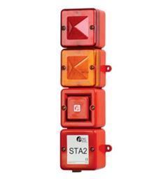 LED Alarm Tower STA2DCR 24vDC [red] with SONF1 + RED & AMBER LED Elements